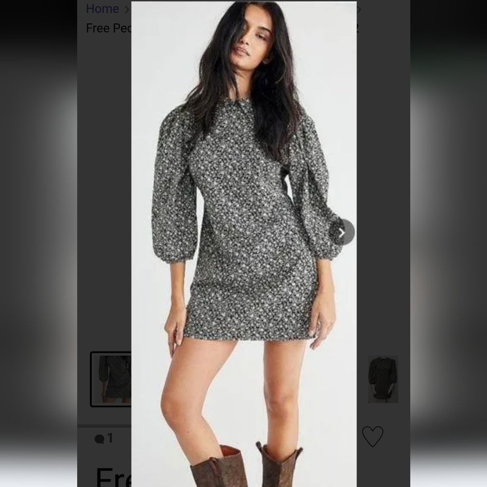 Free People Making Plans Black Motif Mini Dress